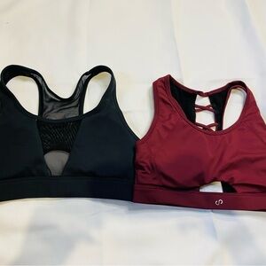 set Senita Athletics Sports Bras Black and Red with Moisture-Wicking Fabric